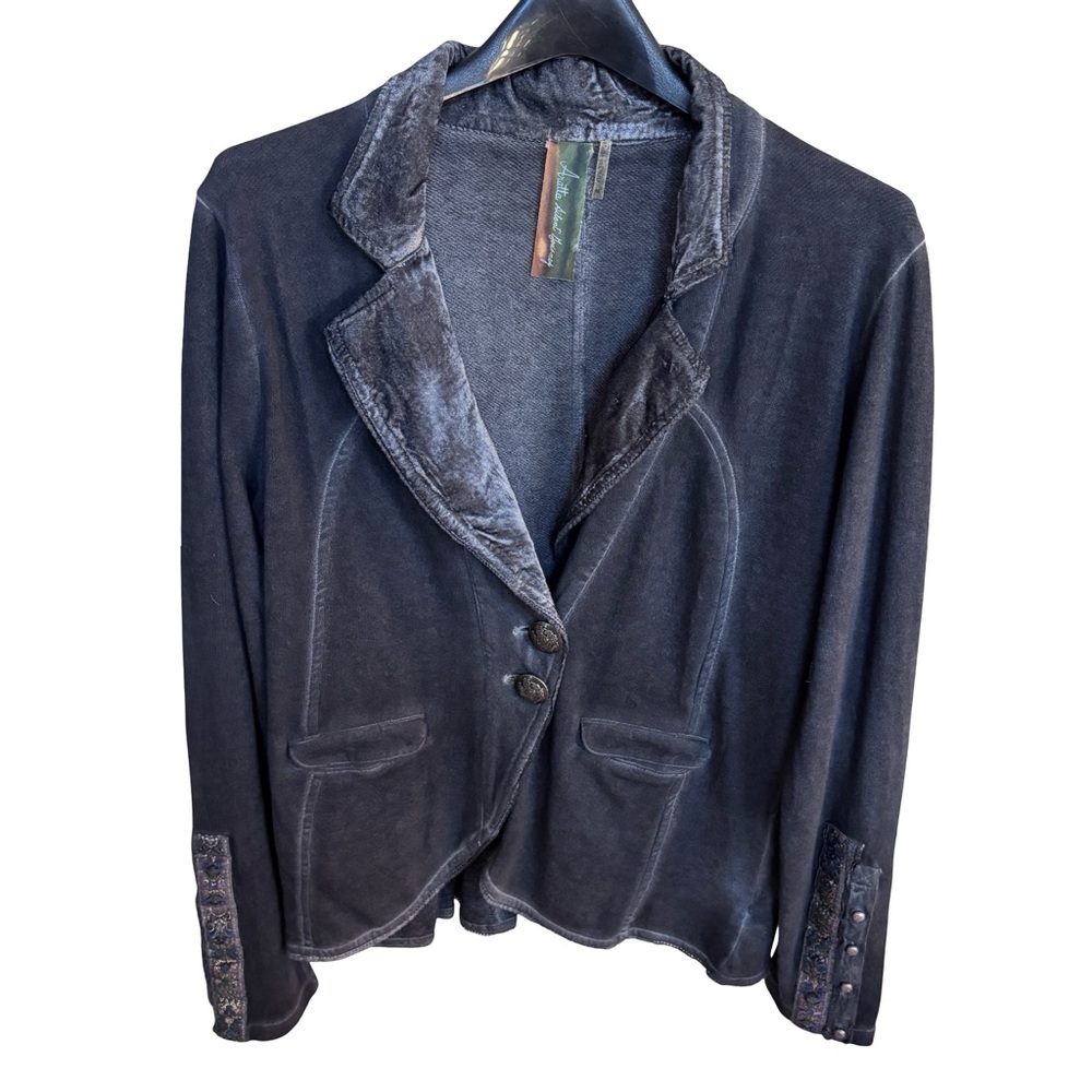Aratta Silent Journey Grey Boho Distressed Blazer Jacket Sz M